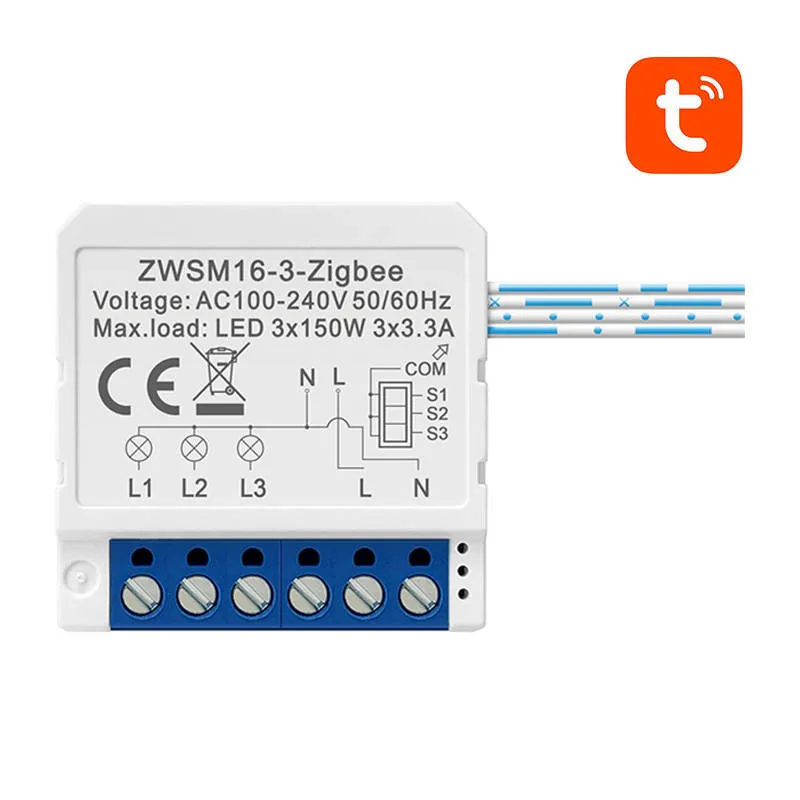 Viedais ZigBee slēdža modulis Avatto ZWSM16-W3