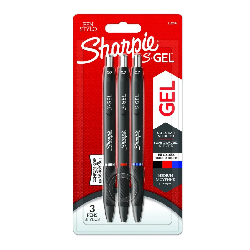 Pildspalva "Sharpie S-GEL", zils/melns/sarkans, blisterī