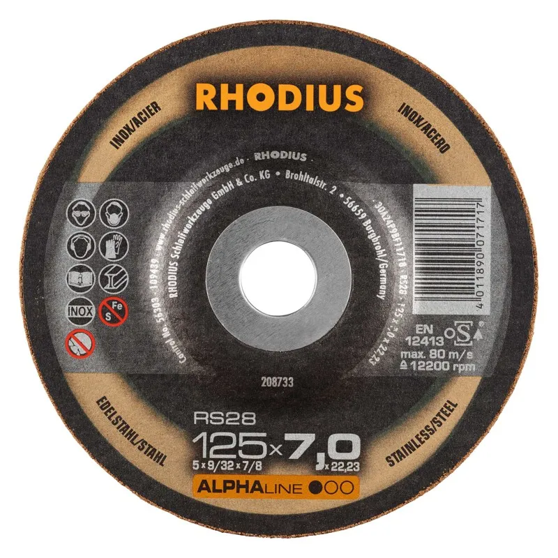 Metāla slīpēšanas disks "RHODIUS" 125x7x22