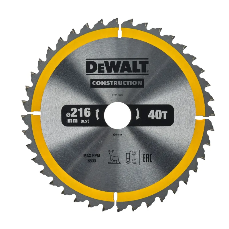 DeWALT koka griešanas disks 216x30x40T -
