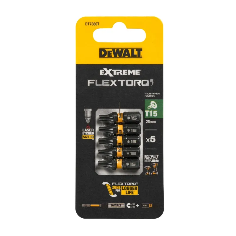 DeWALT FLEXTORQ T15 25 mm skrūvgriežu