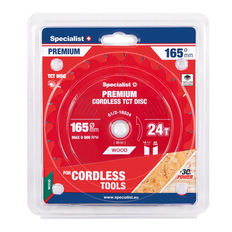 Griešanas disks 165x24Tx20mm, bezvadu PREMIUM, SPECIALIST+