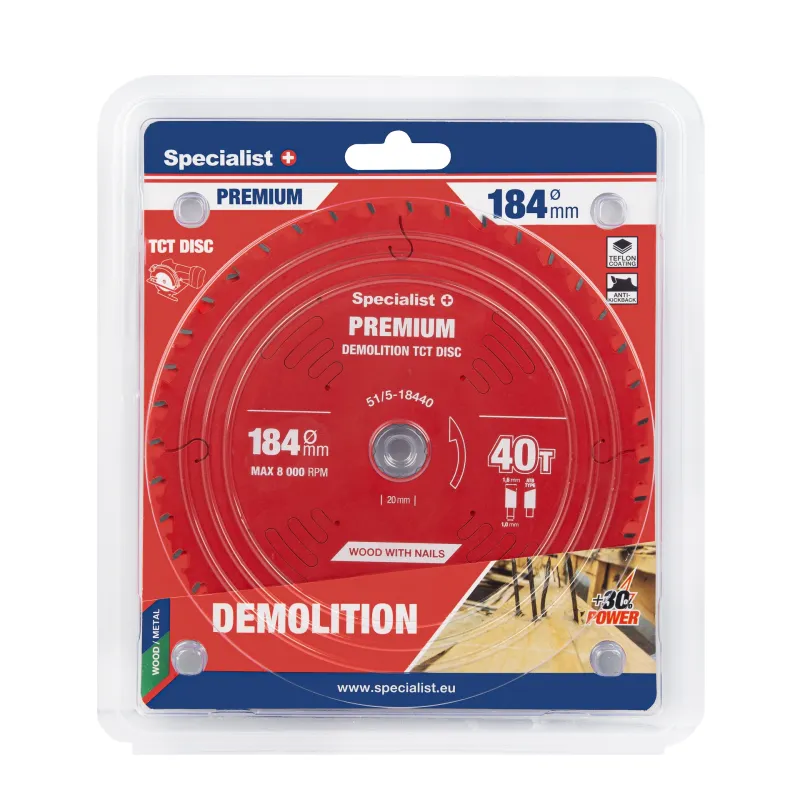 Griešanas disks 184x40Tx20/16mm, Demolition PREMIUM, SPECIALIST+