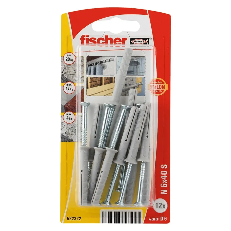 Fischer Iesitami dībeļi N 6x40, 12