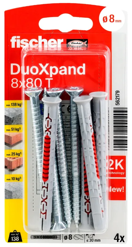 Fischer DuoXpand dībele ar skrūvi 8x80