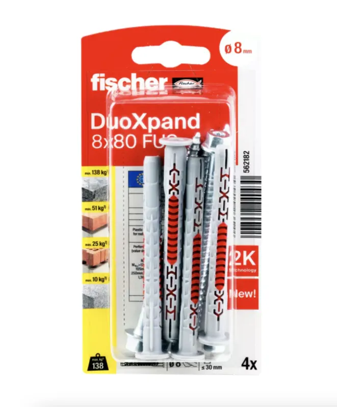 Fischer DuoXpand dībelis ar skrūvi 8x80