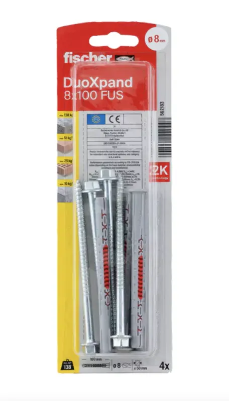 Fischer DuoXpand dībelis ar skrūvi 8x100