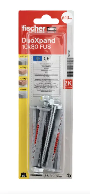 Fischer DuoXpand dībelis ar skrūvi 10x80