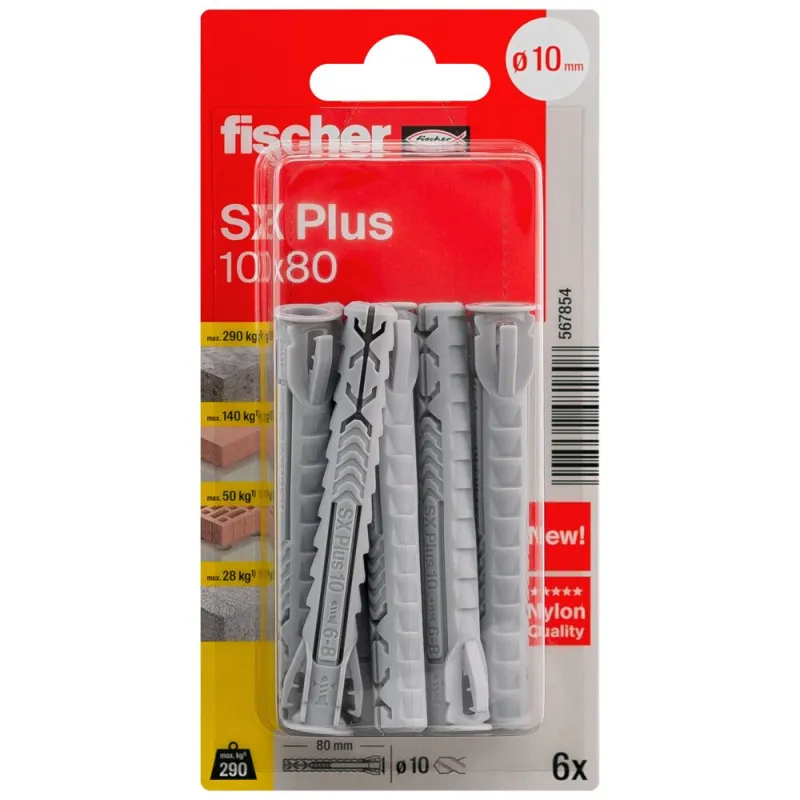 FISCHER dībeļi SX Plus, 10x80 mm