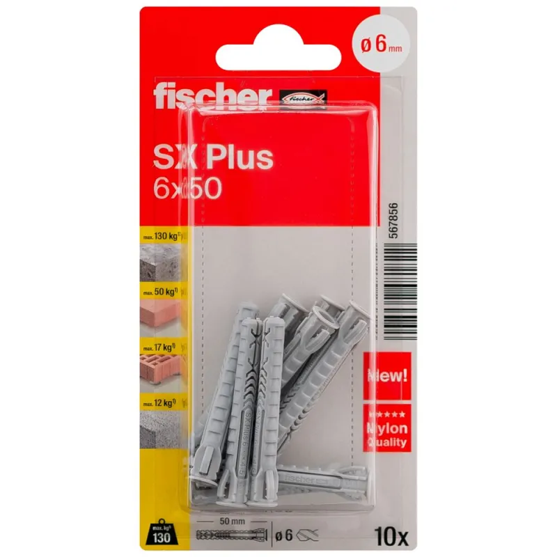 FISCHER dībeļi SX Plus, 6x50 mm