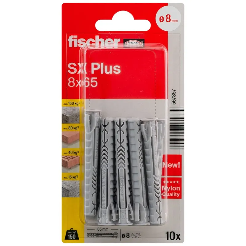 FISCHER SX Plus dībeļi, 8x65 mm