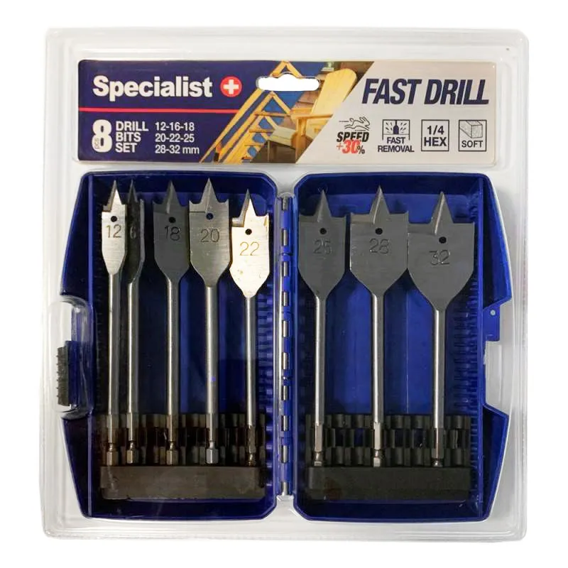 SPECIALIST+ lāpstiņu urbju komplekts, 8 gab