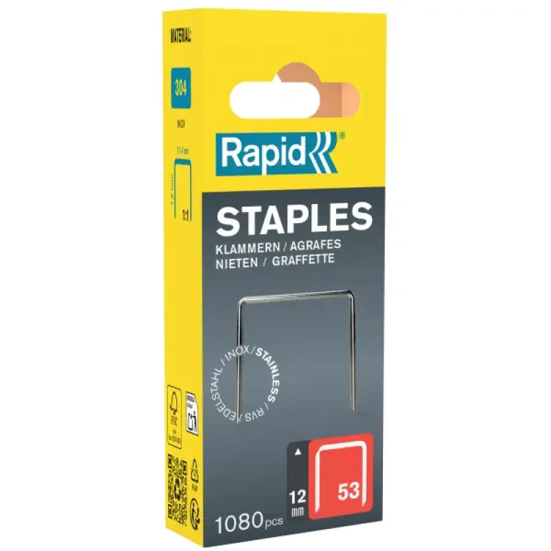 Nerūsējošā tērauda skavas "Rapid" 53/12