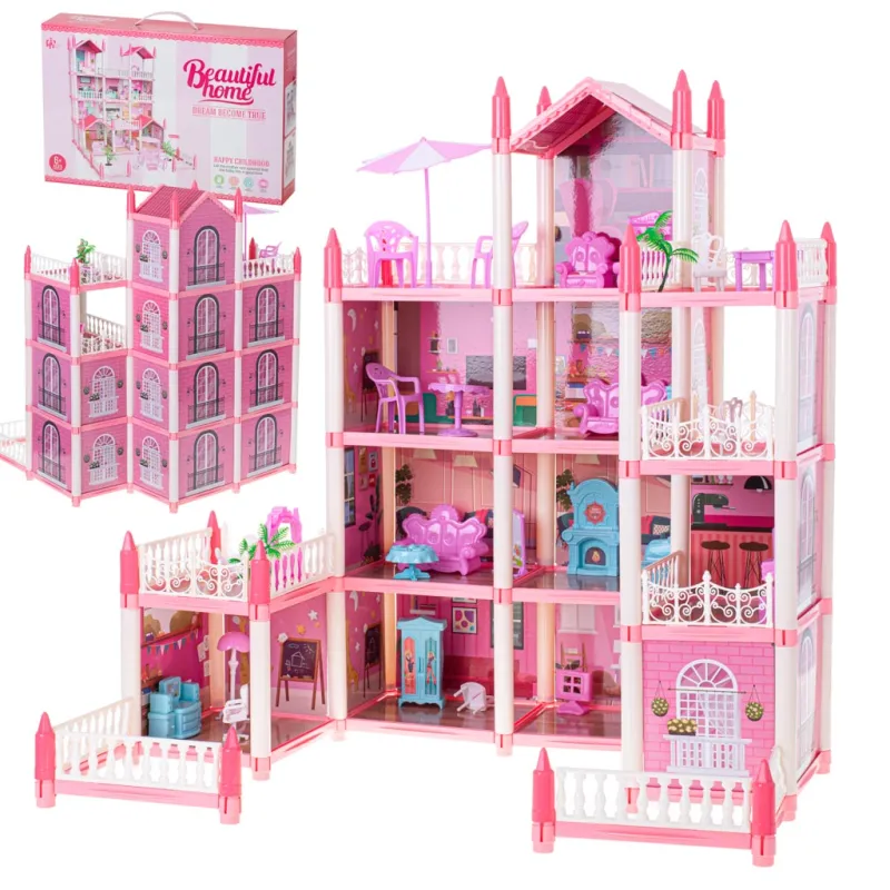 Ikonka Leļļu māja villa rozā DIY