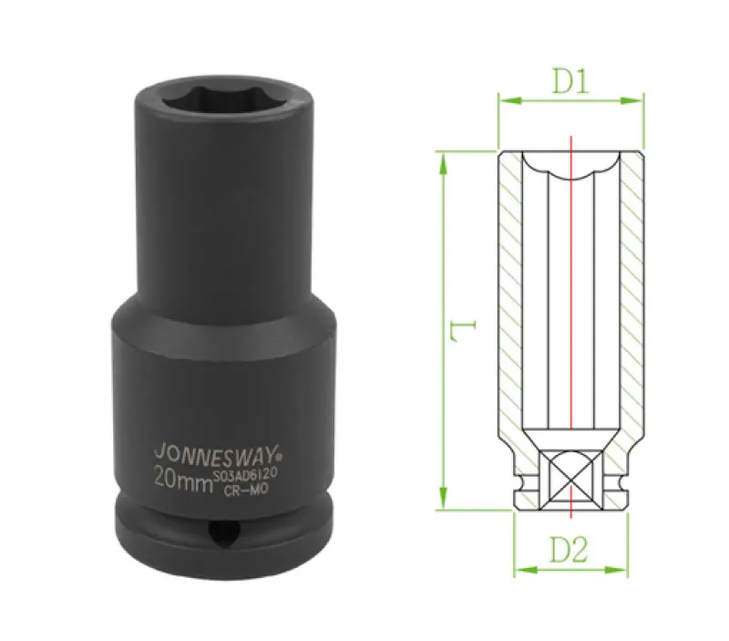 Gara trieciena muciņa 3/4" 6-stūru 20