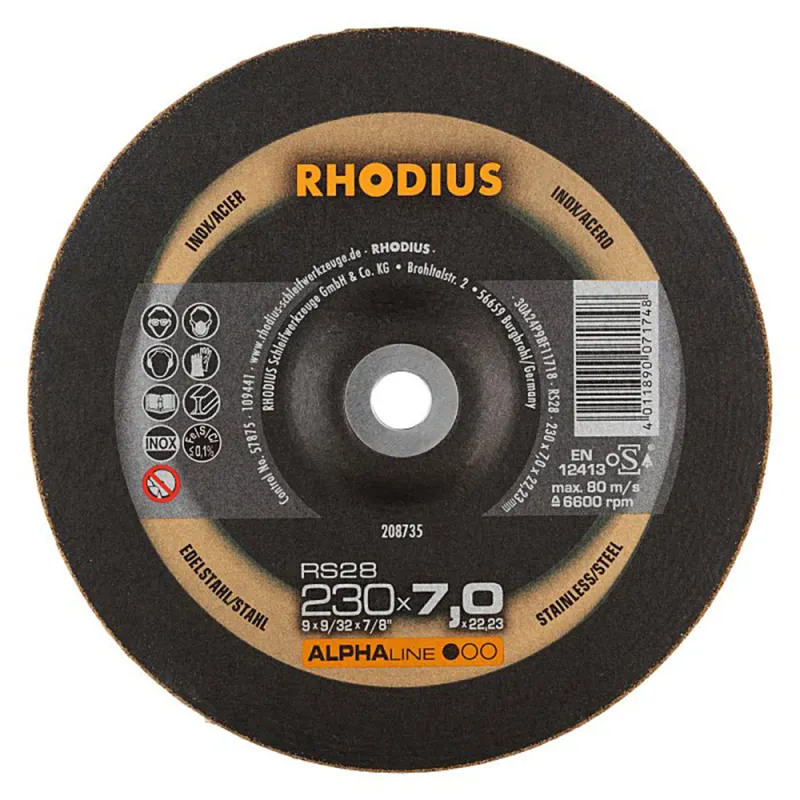 Metāla slīpēšanas disks "RHODIUS" 230x7x22