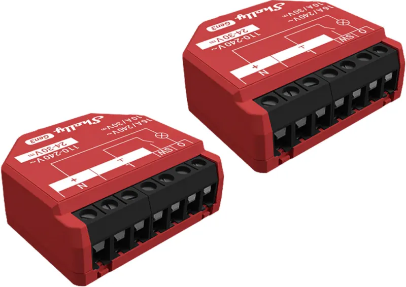 Komplekts 2 Shelly 1PM Gen3 WiFi/Bluetooth